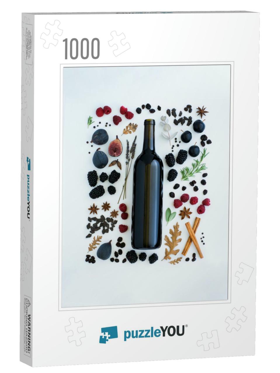 Flavors of Red Wine Flat Lay, Jammy Red Wine Tasting Note... Jigsaw Puzzle with 1000 pieces