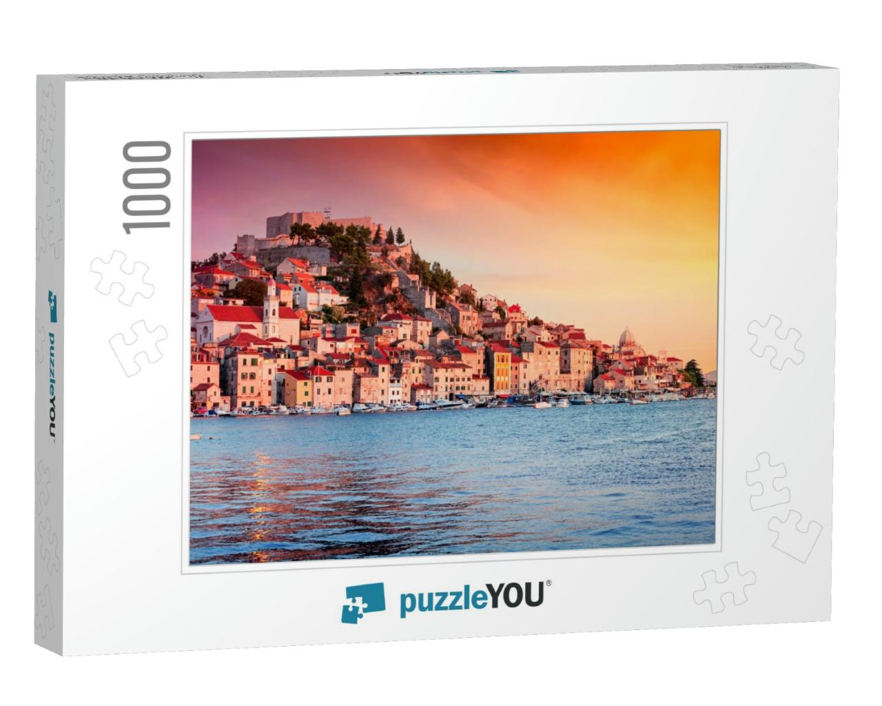 Sunset in Old Town of Sibenik, Croatia. Waterfront View w... Jigsaw Puzzle with 1000 pieces