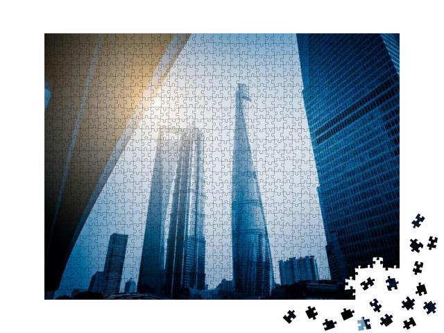 Shanghai Tower, Shanghai World Financial Center & Jin Mao... Jigsaw Puzzle with 1000 pieces