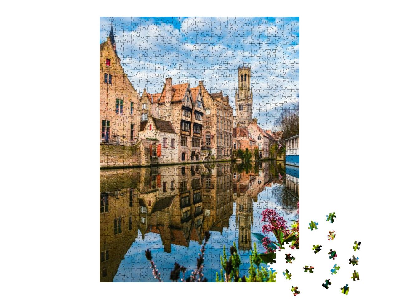 Landscape with Famous Belfry Tower & Medieval Buildings A... Jigsaw Puzzle with 1000 pieces