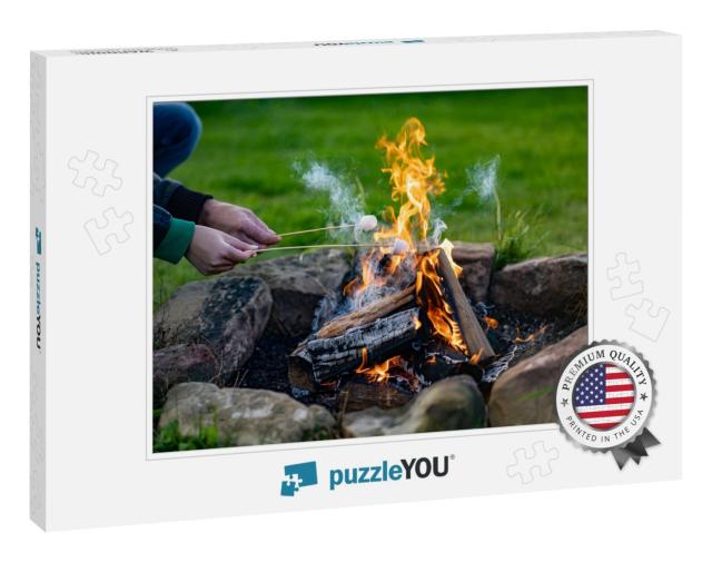 Toasting a Marshmallow on an Open Camp Fire Pit... Jigsaw Puzzle