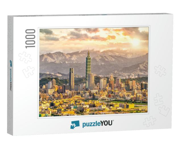 Taipei City Skyline Landscape At Sunset Time in Taiwan... Jigsaw Puzzle with 1000 pieces