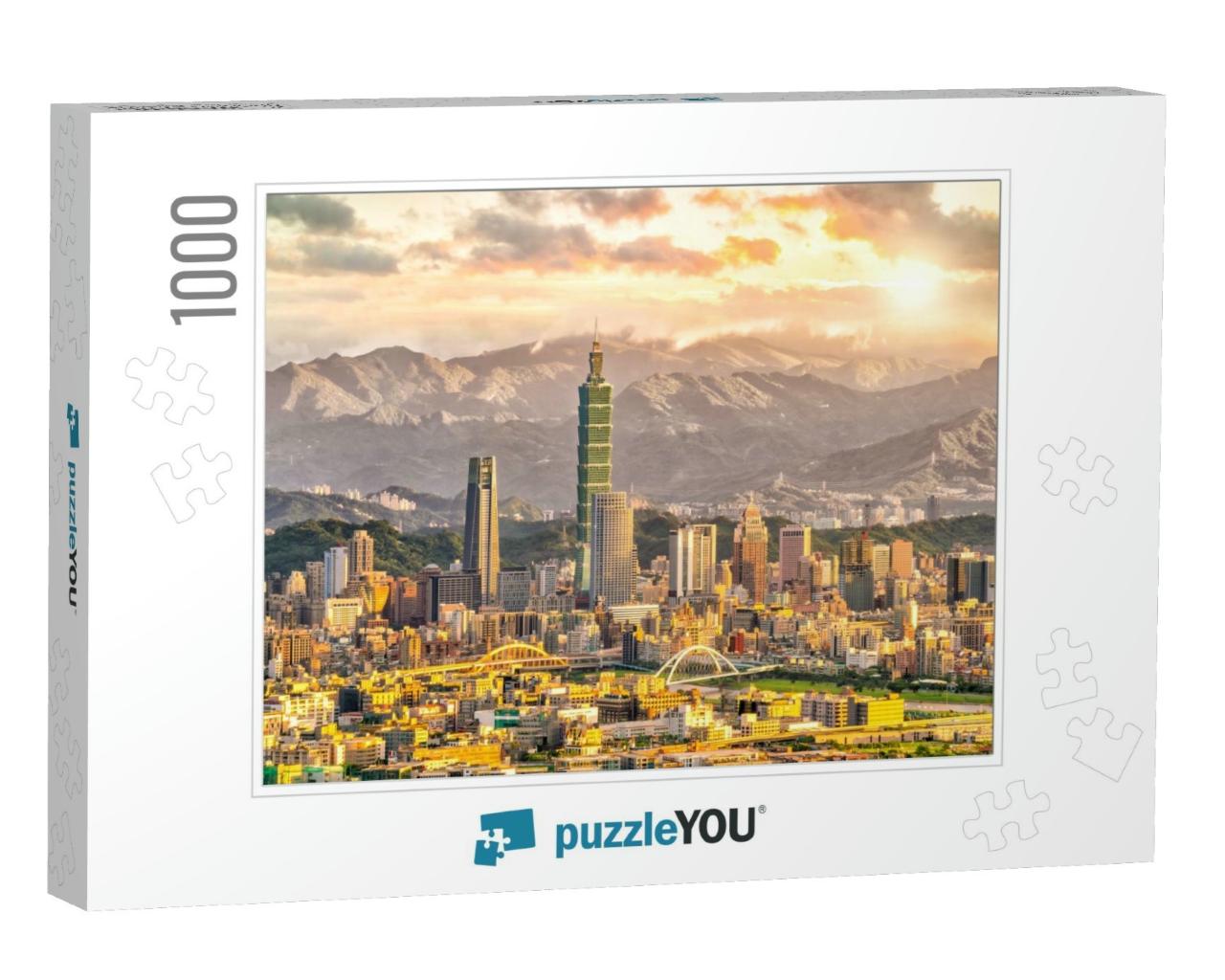 Taipei City Skyline Landscape At Sunset Time in Taiwan... Jigsaw Puzzle with 1000 pieces