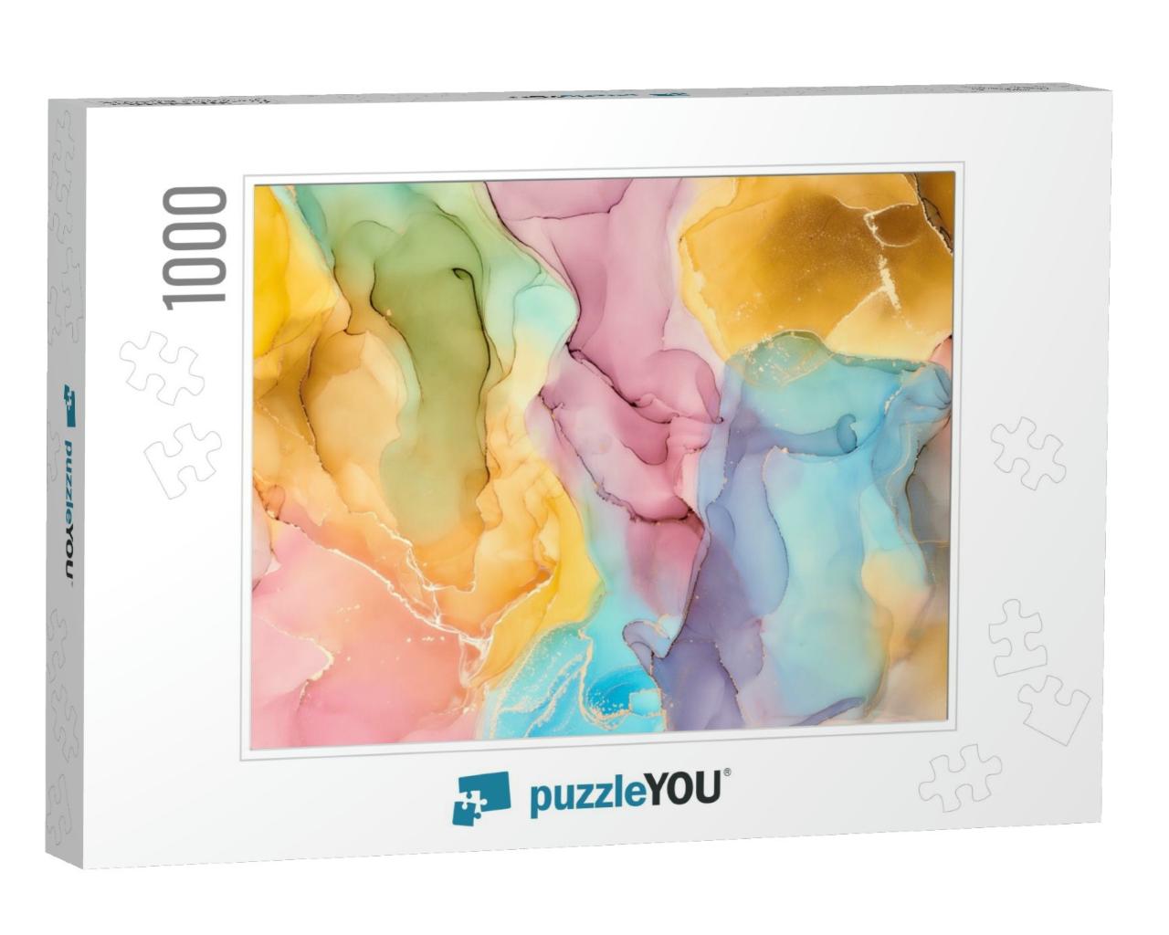 Natural Luxury Abstract Fluid Art Painting in Alcohol Ink... Jigsaw Puzzle with 1000 pieces