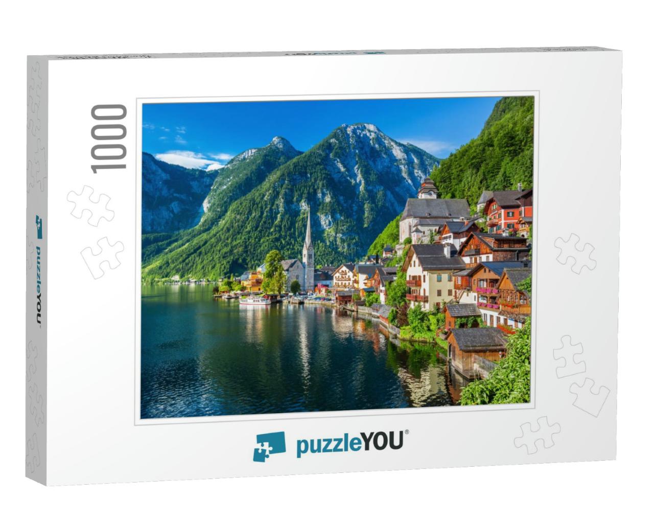 Scenic Picture-Postcard View of Famous Hallstatt Mountain... Jigsaw Puzzle with 1000 pieces