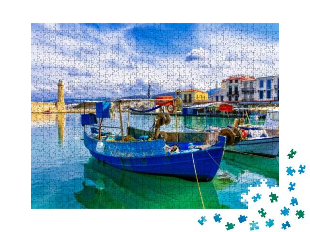 Pictorial Colorful Greece Series - Rethymnon with Old Lig... Jigsaw Puzzle with 1000 pieces