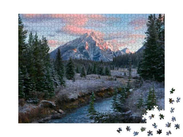 Canadian Rocky Mountain Nature Scene During a Beautiful S... Jigsaw Puzzle with 1000 pieces