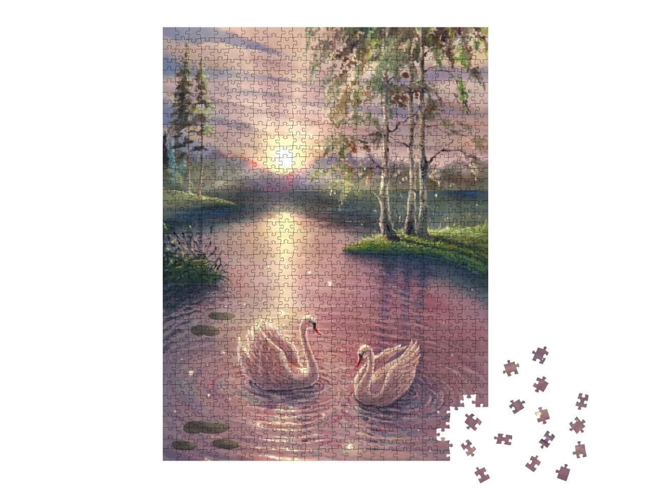 Realistic Nature Landscape Illustration by Oil Painting o... Jigsaw Puzzle with 1000 pieces
