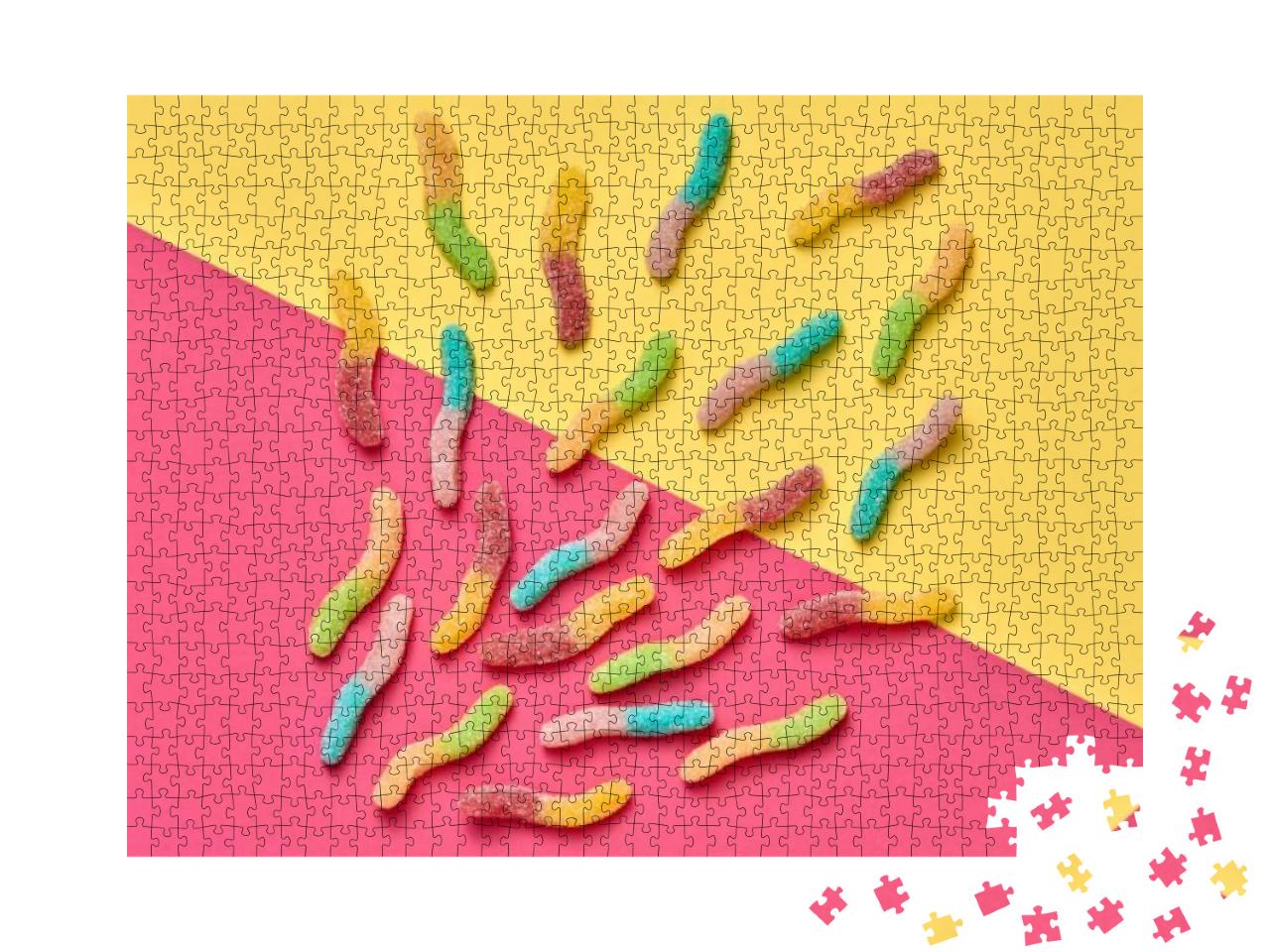 Gummy Candies Background, Sweets. Flat Lay. Summer Party... Jigsaw Puzzle with 1000 pieces