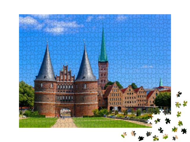 Lubeck. the Holsten Gate or Holstentor on Holstentorplatz... Jigsaw Puzzle with 1000 pieces