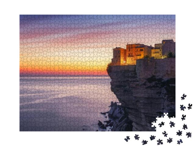 Sunset Over the Town of Bonifacio, Corsica Island, France... Jigsaw Puzzle with 1000 pieces