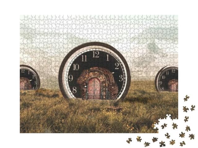 Clocks & Houses in Steampunk Style... Jigsaw Puzzle with 1000 pieces