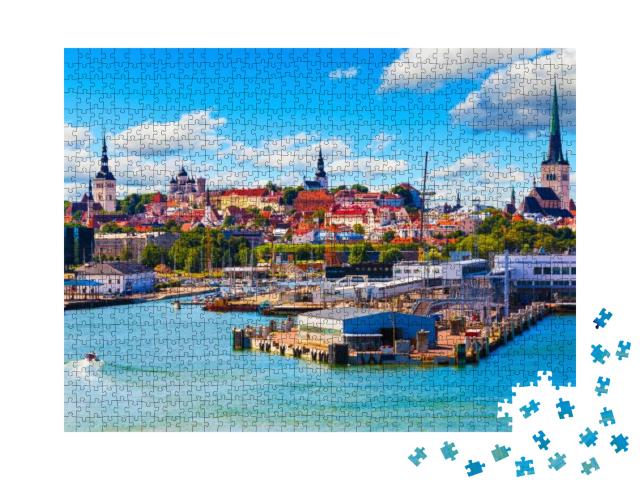 Scenic Summer View of the Old Town & Sea Port Harbor in T... Jigsaw Puzzle with 1000 pieces