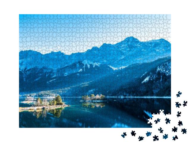 Famous Eibsee Lake in Front of Zugspitze Mountain in Germ... Jigsaw Puzzle with 1000 pieces