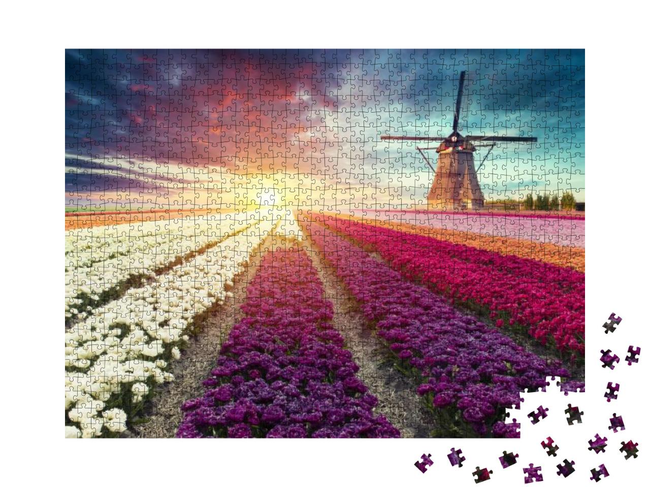 Traditional Netherlands Holland Dutch Scenery with One Ty... Jigsaw Puzzle with 1000 pieces