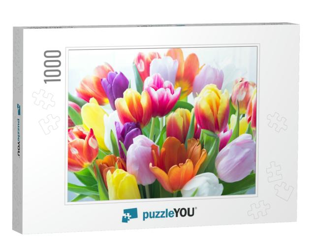 Mix of Tulips Flowers Near the Window... Jigsaw Puzzle with 1000 pieces