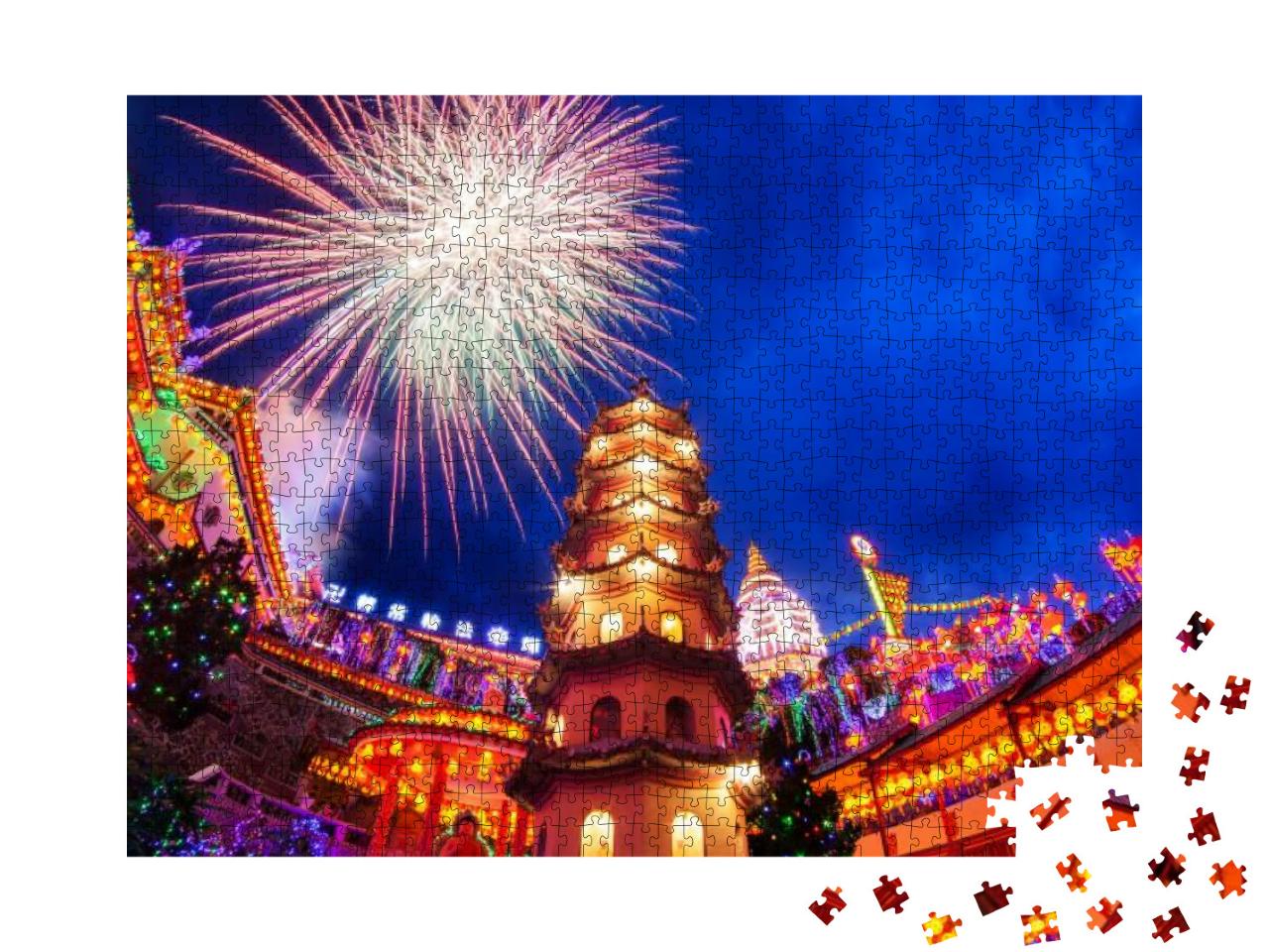 Kek Lok Si Temple Light Up with Firework Show... Jigsaw Puzzle with 1000 pieces