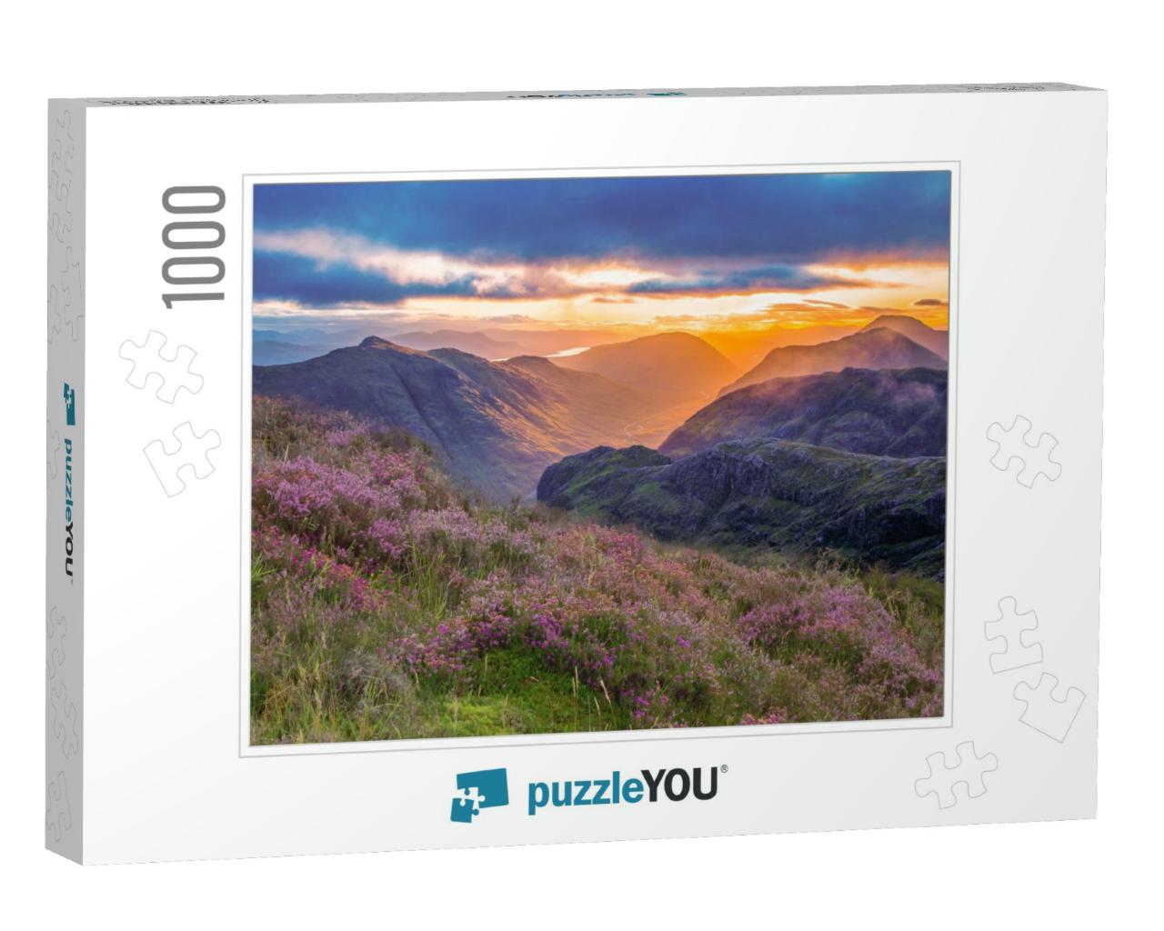 Valley View of Glencoe, Highlands, Scotland At Sunrise. H... Jigsaw Puzzle with 1000 pieces