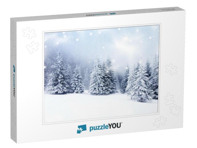 Christmas Background with Snowy Fir Trees... Jigsaw Puzzle