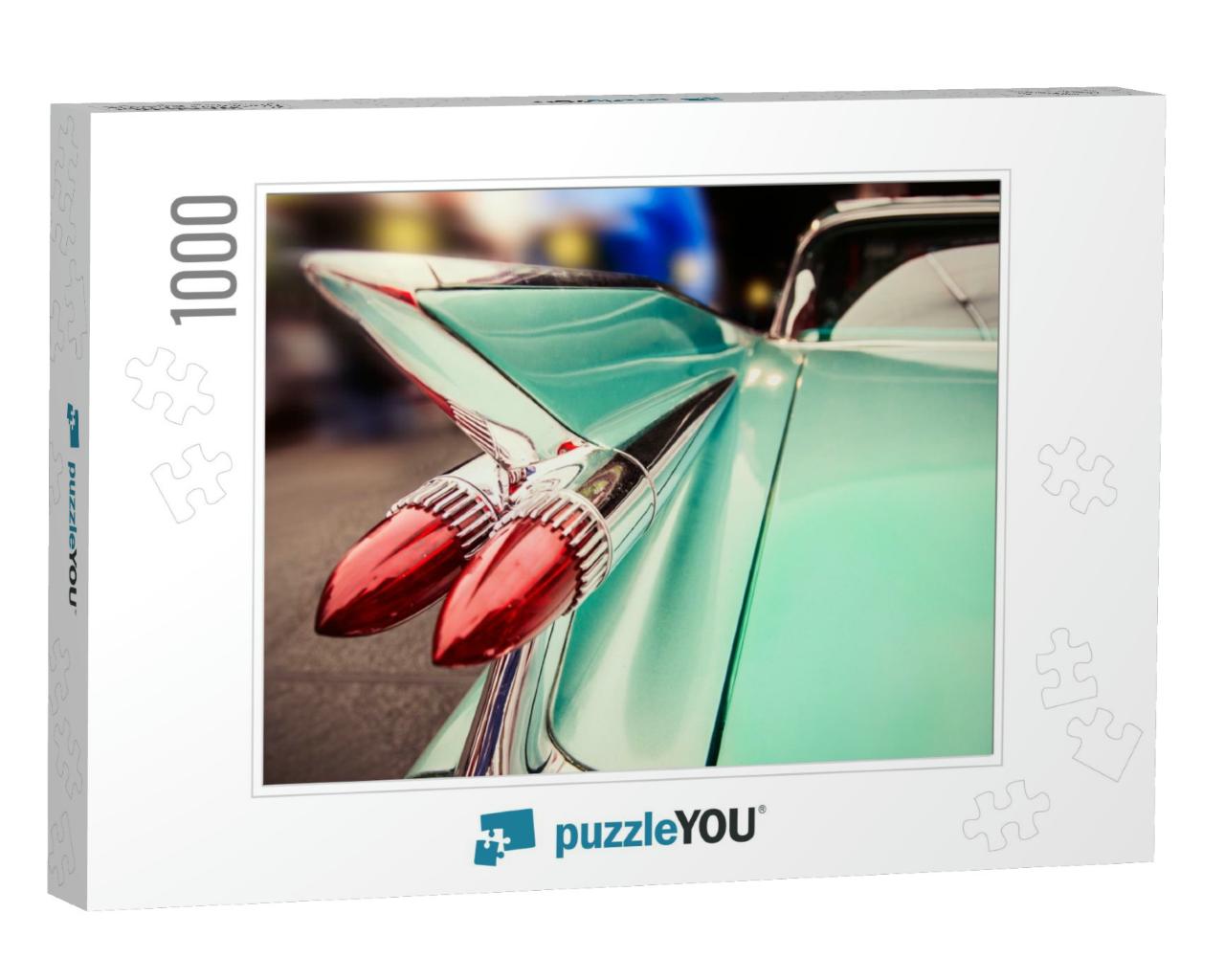 Luxury Retro Car Driving in Las Vegas Night City Street... Jigsaw Puzzle with 1000 pieces