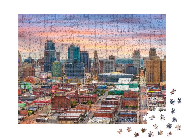Kansas City, Missouri, USA Downtown Cityscape At Twilight... Jigsaw Puzzle with 1000 pieces