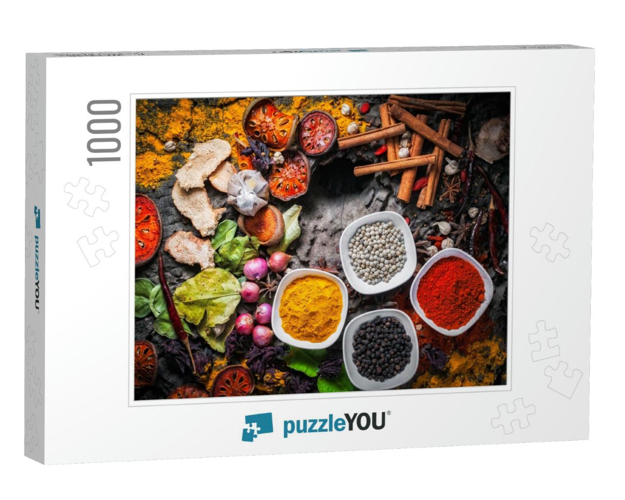 Selection of Spices Herbs & Ingredients for Cooking, Food... Jigsaw Puzzle with 1000 pieces