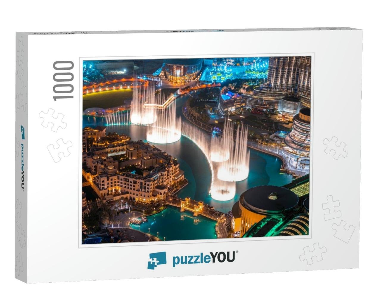 Dancing Fountain Show. Magical View At Night. Tourist Att... Jigsaw Puzzle with 1000 pieces