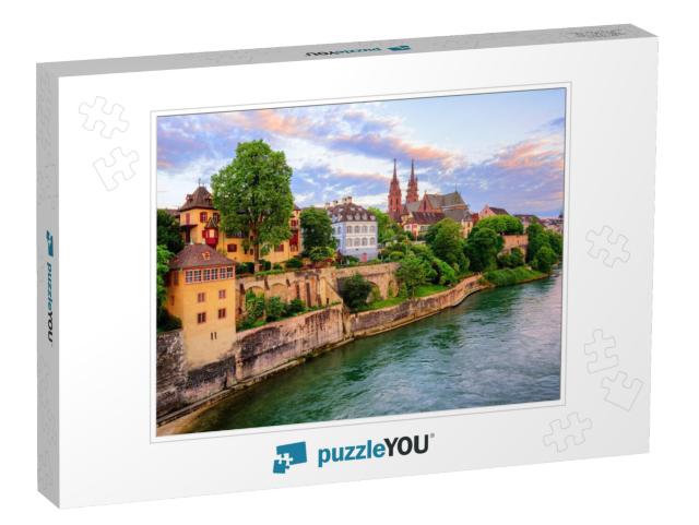 The Old Town of Basel with Red Stone Munster Cathedral &... Jigsaw Puzzle