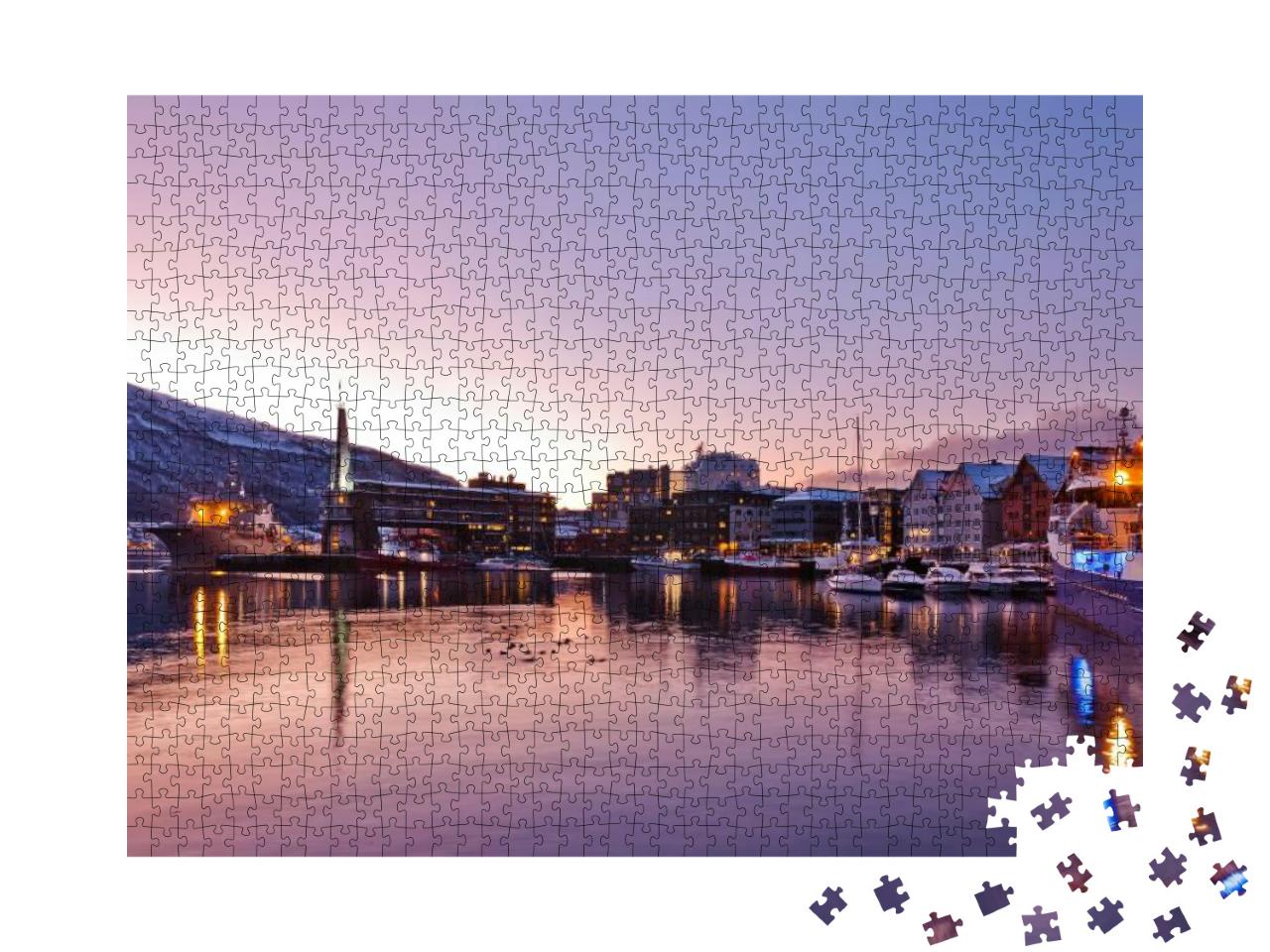 View of a Marina in Tromso, North Norway. Tromso City Wat... Jigsaw Puzzle with 1000 pieces