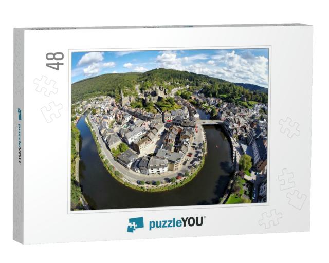 Aerial View on Belgian City La Roche-En-Ardenne with Rive... Jigsaw Puzzle with 48 pieces
