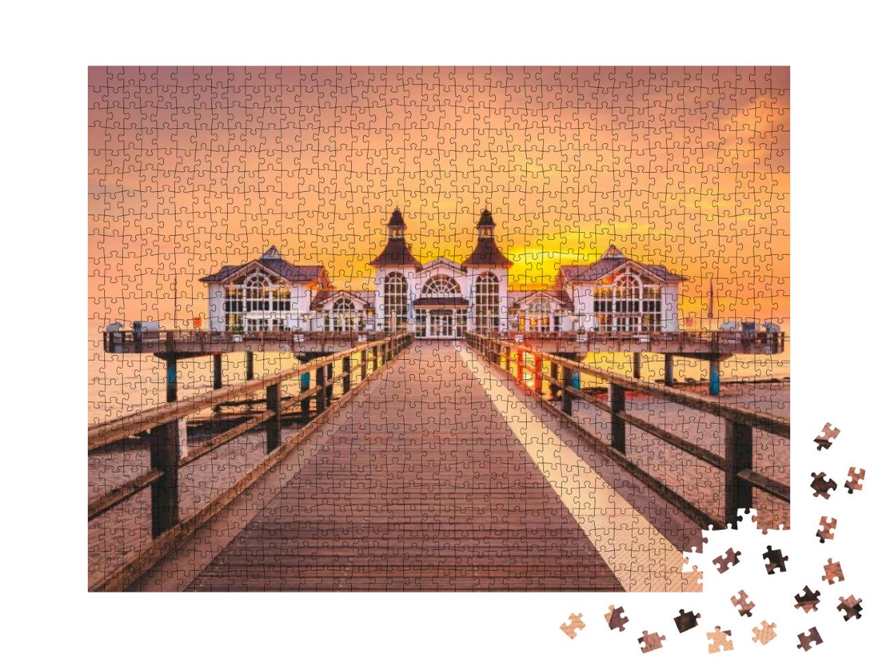 Famous Sellin Seebruecke Sellin Pier in Beautiful Golden... Jigsaw Puzzle with 1000 pieces