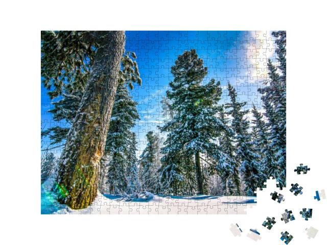 Winter Forest Snow Trees View. Snow Covered Trees View. W... Jigsaw Puzzle with 500 pieces