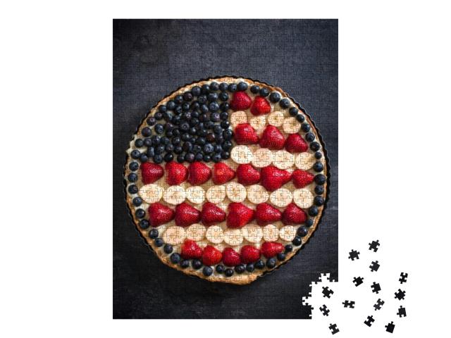 Sweet Fruit & Vanilla Pie with USA Flag on the Top, Select... Jigsaw Puzzle with 1000 pieces