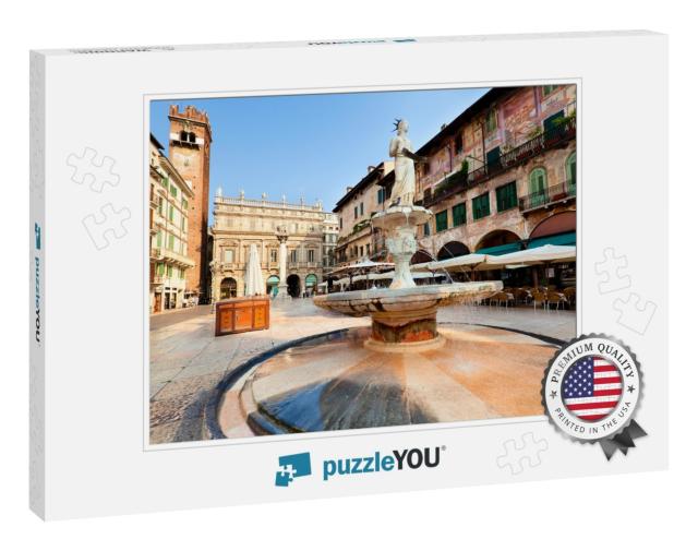 View of the Piazza Delle Erbe in Center of Verona City, I... Jigsaw Puzzle