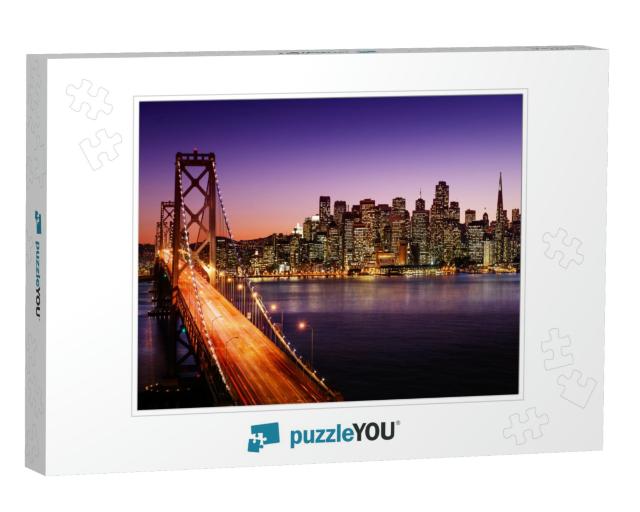 San Francisco Skyline & Bay Bridge At Sunset, California... Jigsaw Puzzle