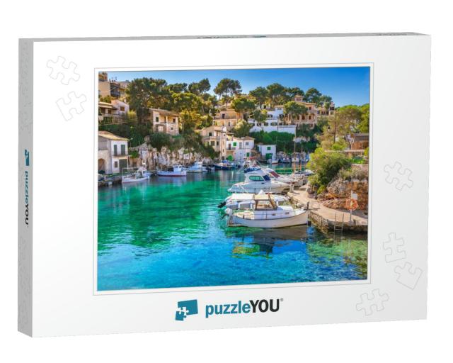 View of Idyllic Old Fishing Village Harbor of Cala Figuer... Jigsaw Puzzle