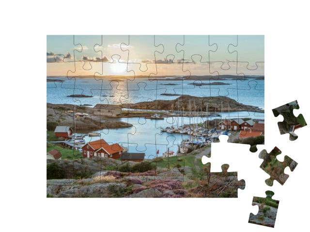 Fishing Harbor of Swedish Skerry Island of Ramsoe, Wester... Jigsaw Puzzle with 48 pieces