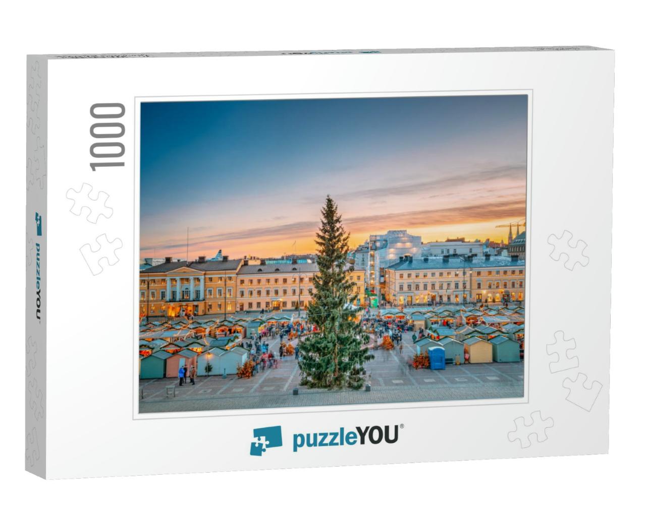 Helsinki, Finland. Christmas Xmas Market with Christmas T... Jigsaw Puzzle with 1000 pieces