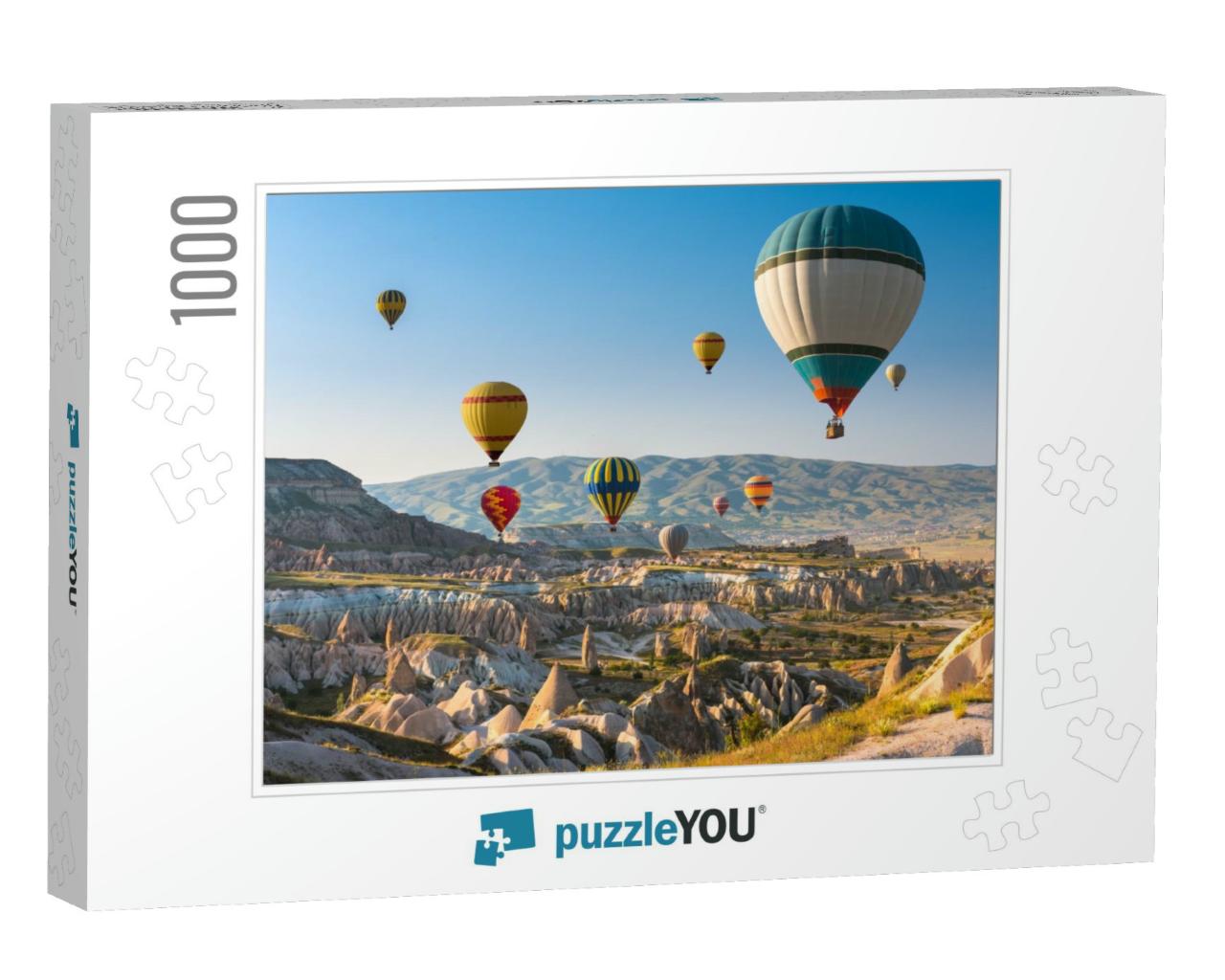 Hot Air Balloons Flying in Sunset Sky Cappadocia, Turkey... Jigsaw Puzzle with 1000 pieces