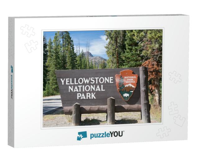 Yellowstone National Park Northeast Entrance Sign At Mont... Jigsaw Puzzle