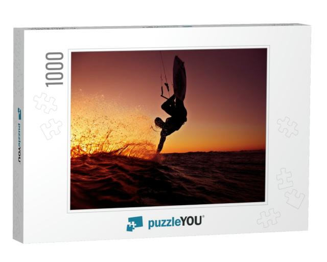 Kite Surfing At Sunset... Jigsaw Puzzle with 1000 pieces