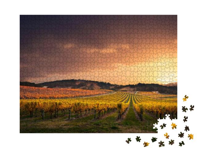 Gorgeous Sunset Over a South Australian Vineyard... Jigsaw Puzzle with 1000 pieces