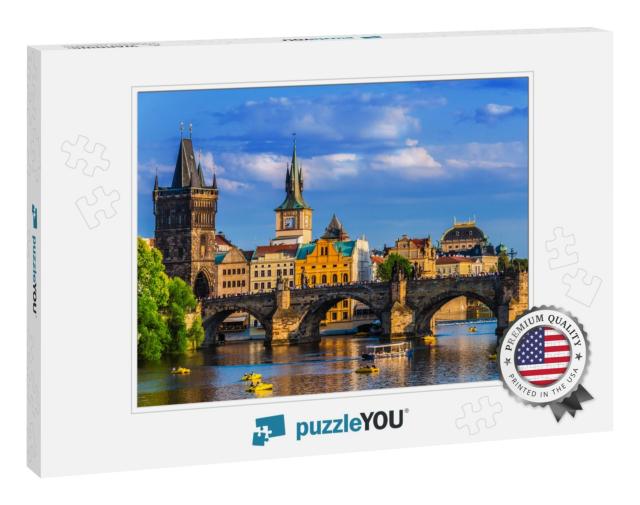 View of Downtown Prague with Charles Bridge Over the Vlta... Jigsaw Puzzle