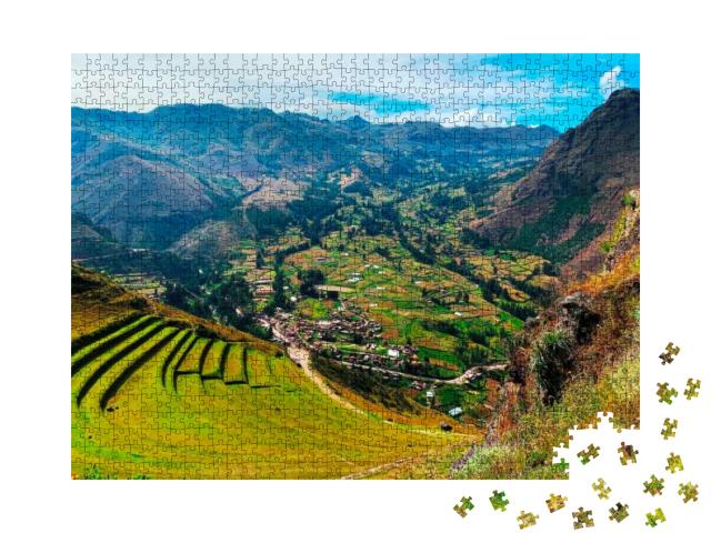 Great Sacred Valley of Inca in Peru. Ancient Green Agricu... Jigsaw Puzzle with 1000 pieces