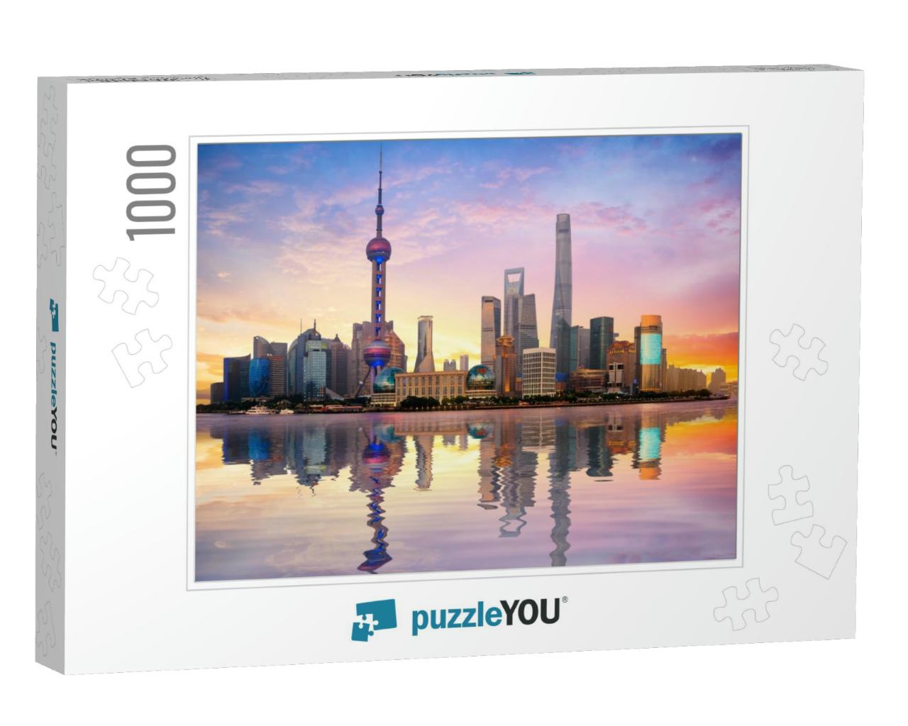 China Shanghai City Skyline At Dusk, Shanghai China... Jigsaw Puzzle with 1000 pieces