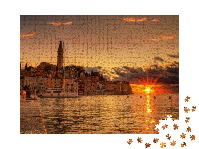 Beautiful Colorful Sunset Rovinj Adriatic Sea Croatia, Mo... Jigsaw Puzzle with 1000 pieces
