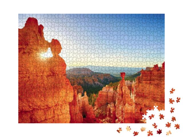 Sun is Shining Through the Rock Window in the Early Morni... Jigsaw Puzzle with 1000 pieces
