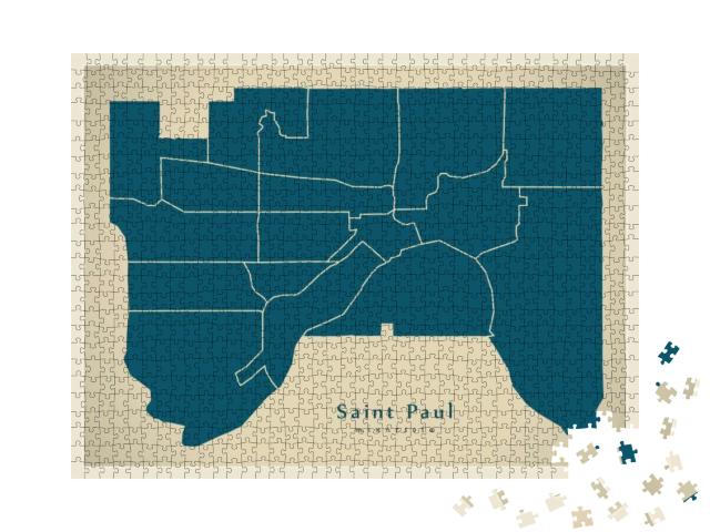 Modern City Map - Saint Paul Minnesota City of the USA wit... Jigsaw Puzzle with 1000 pieces