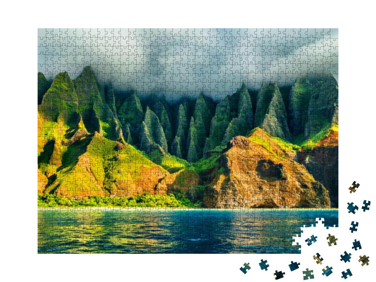 Na Pali Coast, Kauai, Hawaii View from Sea Sunset Cruise... Jigsaw Puzzle with 1000 pieces