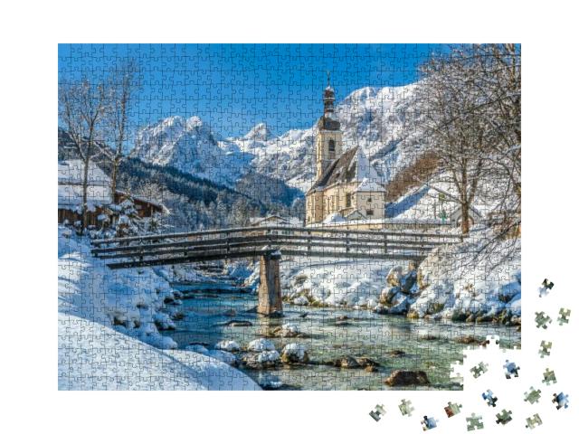 Panoramic View of Scenic Winter Landscape in the Bavarian... Jigsaw Puzzle with 1000 pieces